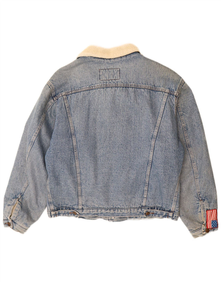 Outsider Herren Denim Sherpa Jacke UK 42 XL Blaue Baumwolle