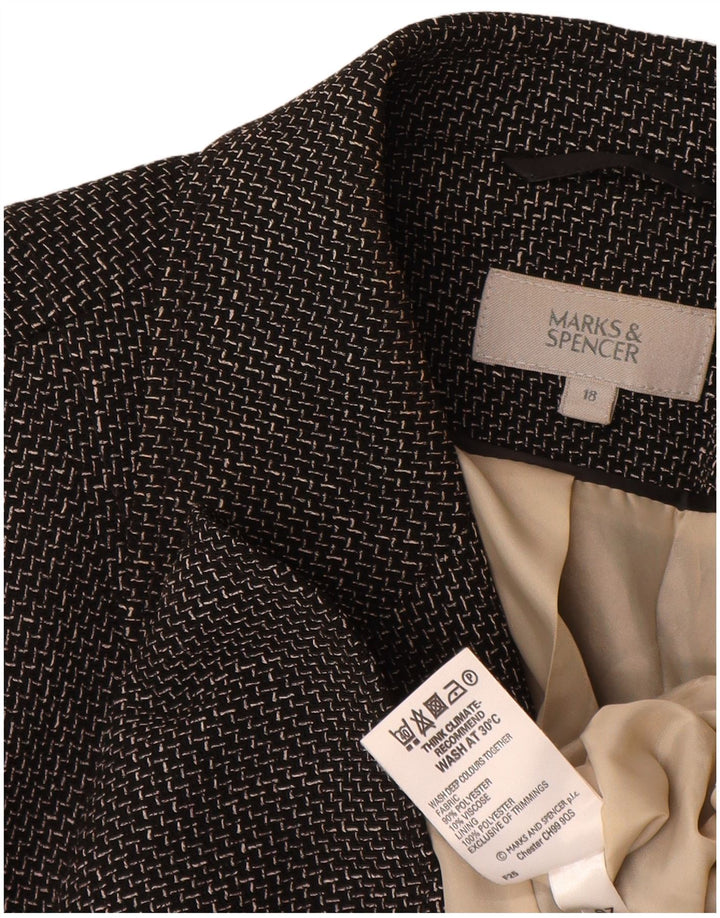 Marks & Spencer Damen 5-Knopf-Blazerjacke UK 18 XL Schwarzer Chevron