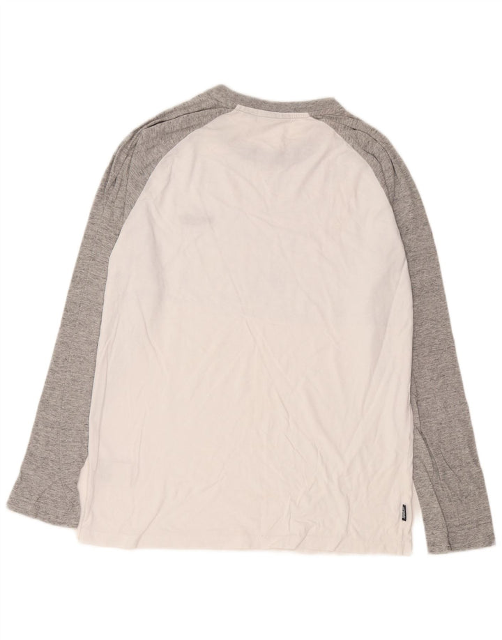Superdry Herren-Oberteil, langärmlig, groß, weiße Farbblock-Baumwolle