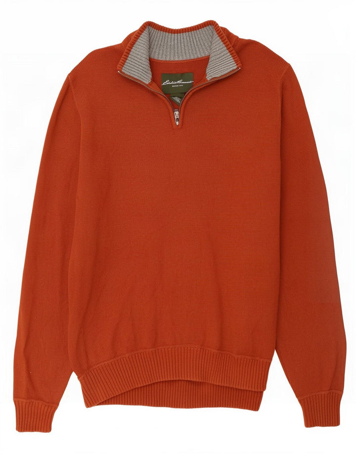 Eddie Bauer Herren-Pullover mit Reißverschluss am Hals, große braune Baumwolle