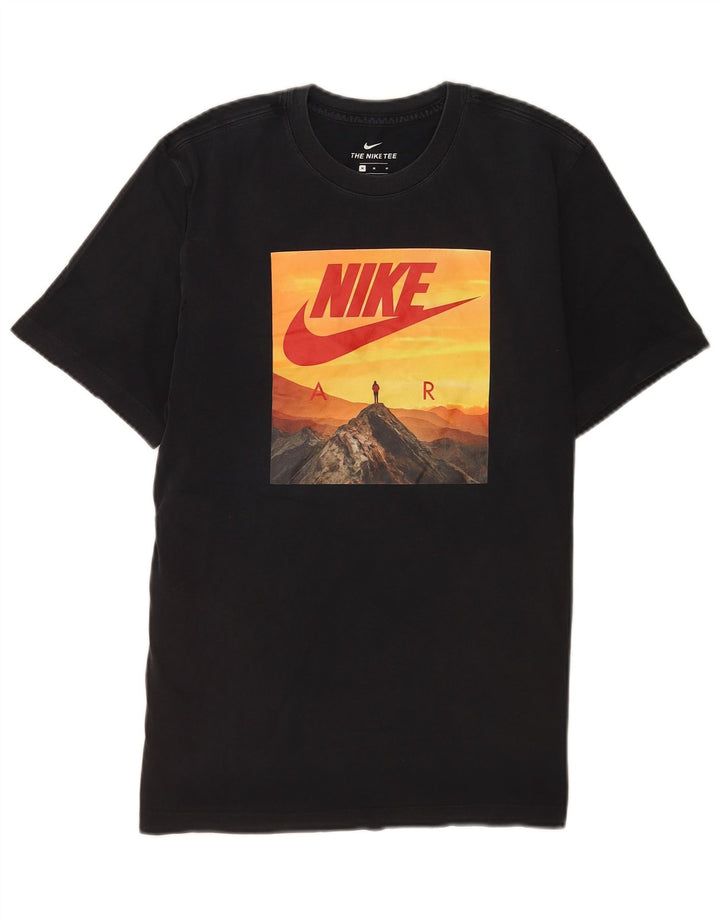 Nike Herren-T-Shirt mit Grafik, mittelgroß, schwarze Baumwolle