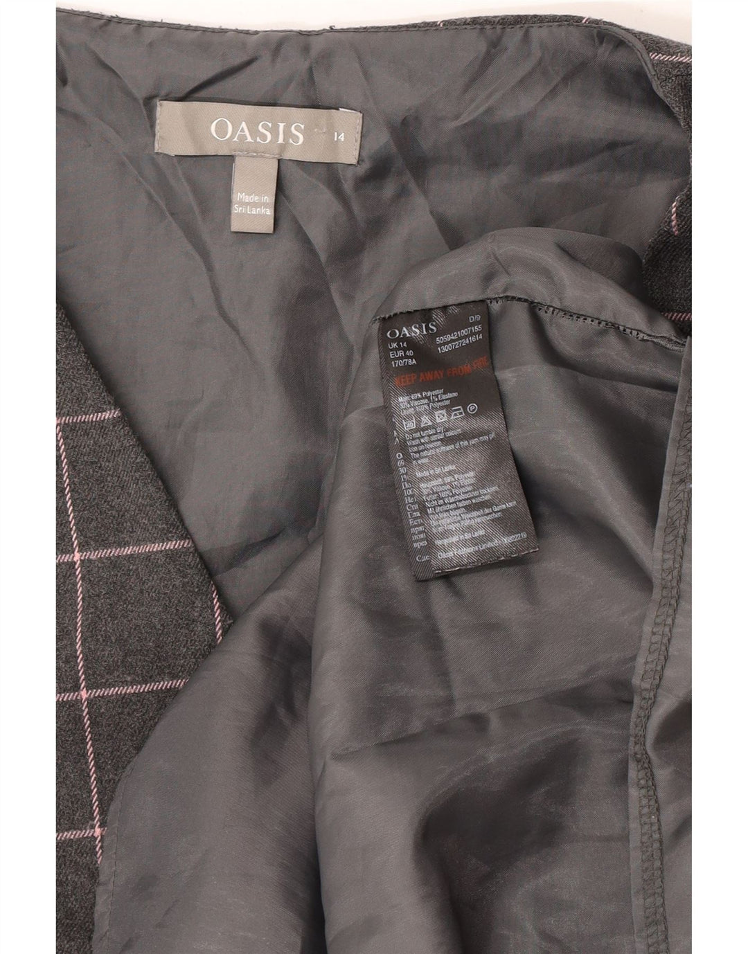 Ärmelloses Etuikleid für Damen von Oasis UK 14 Mittelgrau kariertes Polyester
