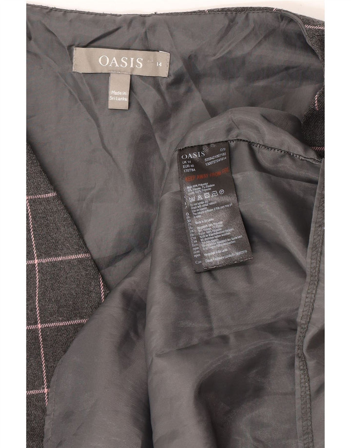 Ärmelloses Etuikleid für Damen von Oasis UK 14 Mittelgrau kariertes Polyester