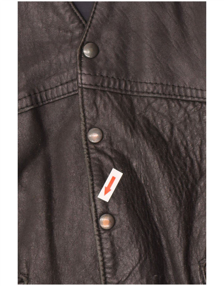 Vintage Herren Lederweste Mittelschwarzes Leder