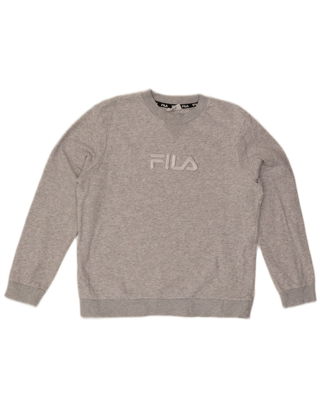 Fila Jungen-Sweatshirt mit Grafik, 11–12 Jahre, grau gesprenkelte Baumwolle