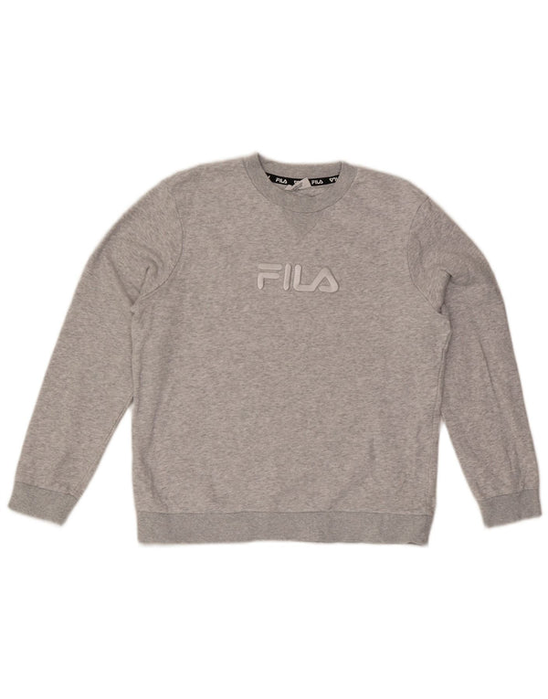 Fila Jungen-Sweatshirt mit Grafik, 11–12 Jahre, grau gesprenkelte Baumwolle
