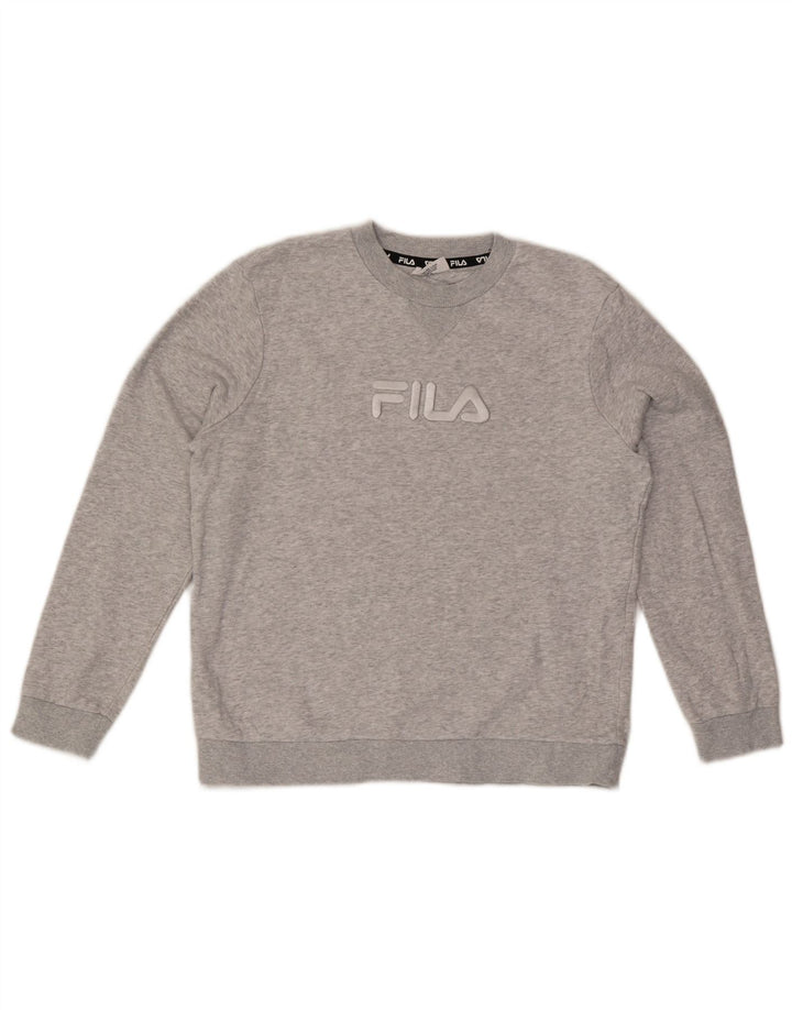 Fila Jungen-Sweatshirt mit Grafik, 11–12 Jahre, grau gesprenkelte Baumwolle