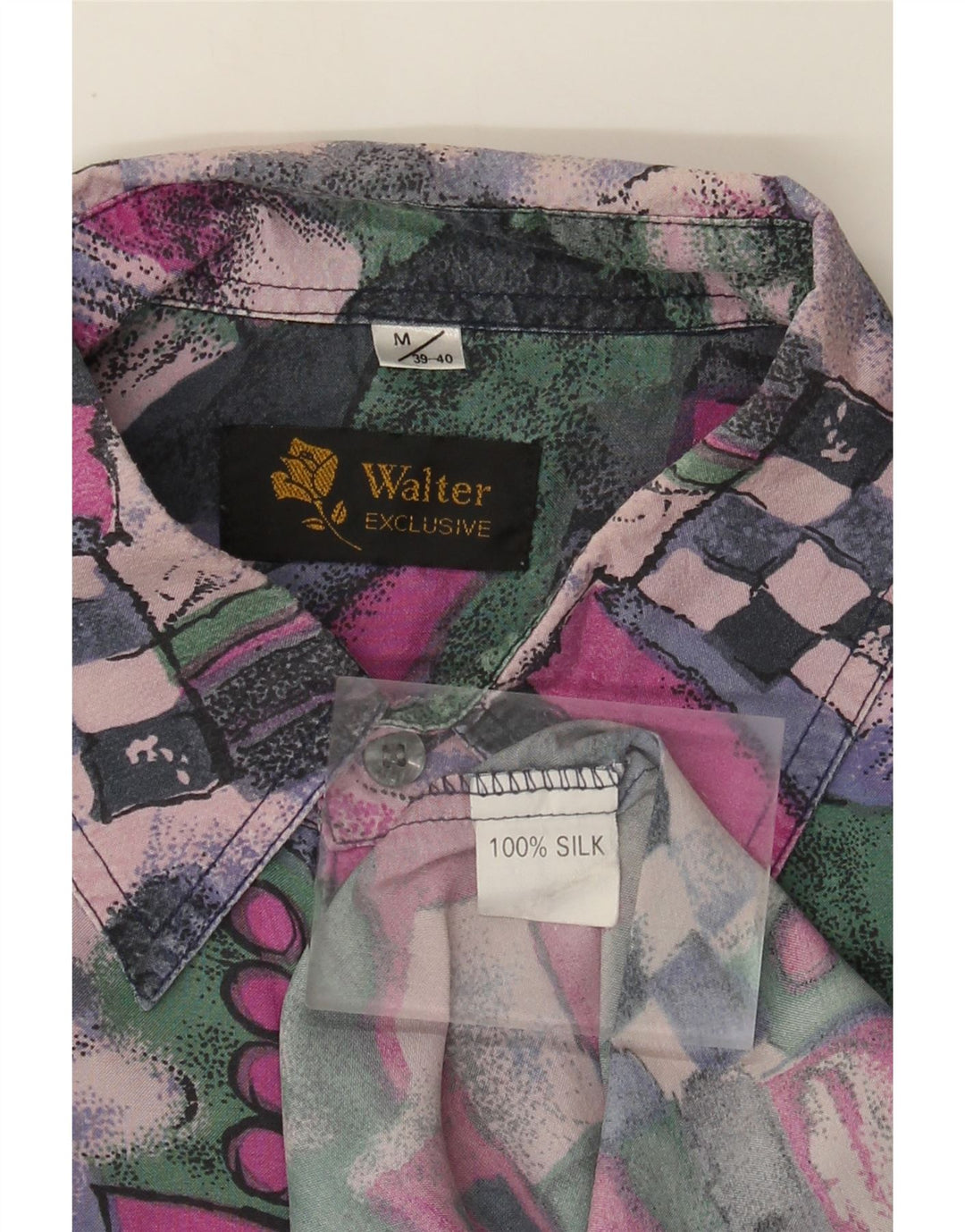 Vintage Herren Hemd mit abstraktem Muster, Größe 39/40, mittelmehrfarbig