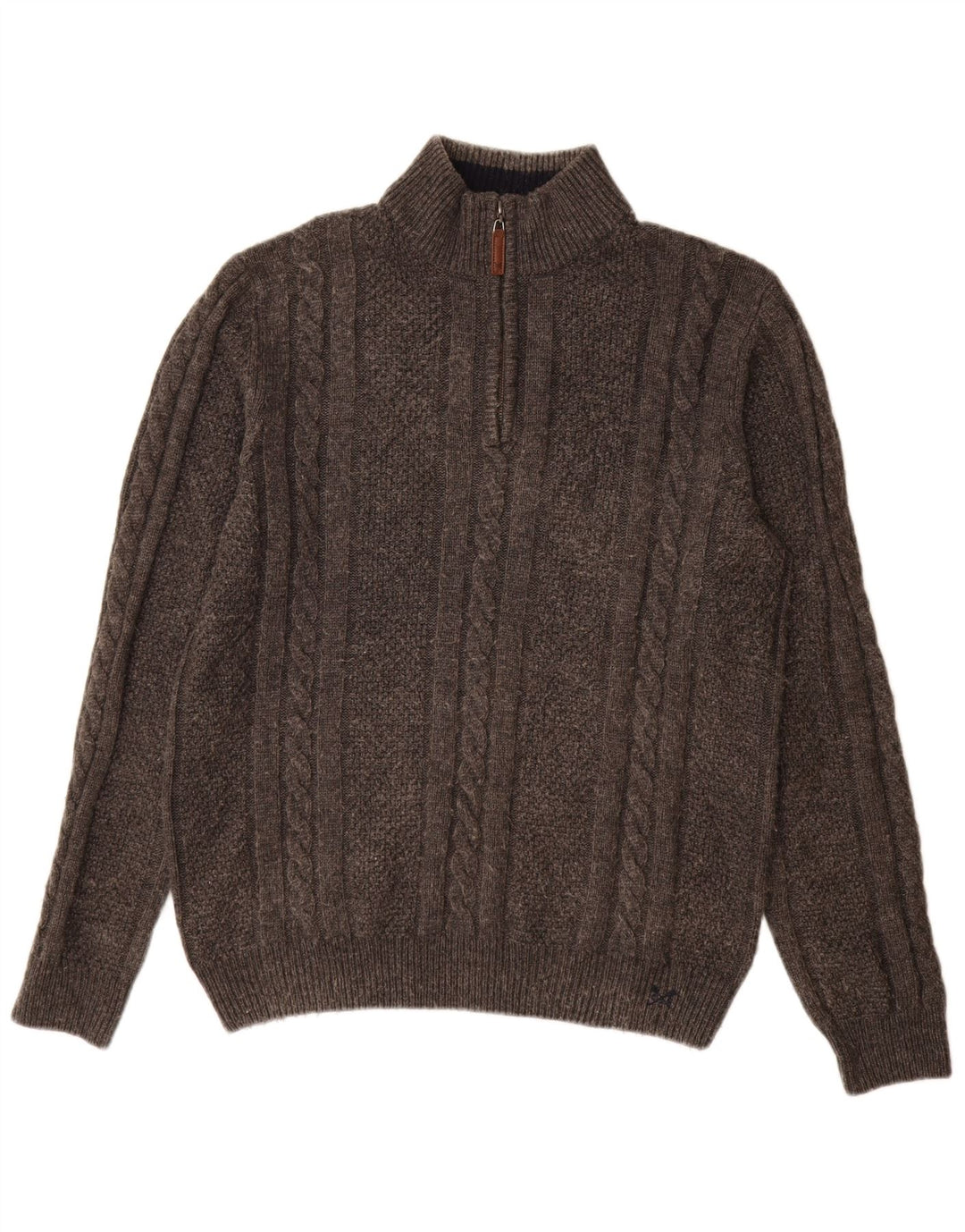 Crew Clothing Herren-Pullover mit Reißverschluss am Hals, große graue Wolle