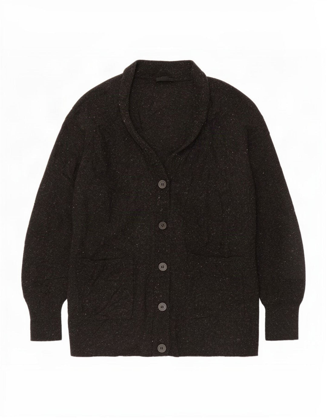 Cos Damen-Strickjacke in Übergröße, Gr. 10, Größe S, schwarz gesprenkelte Wolle