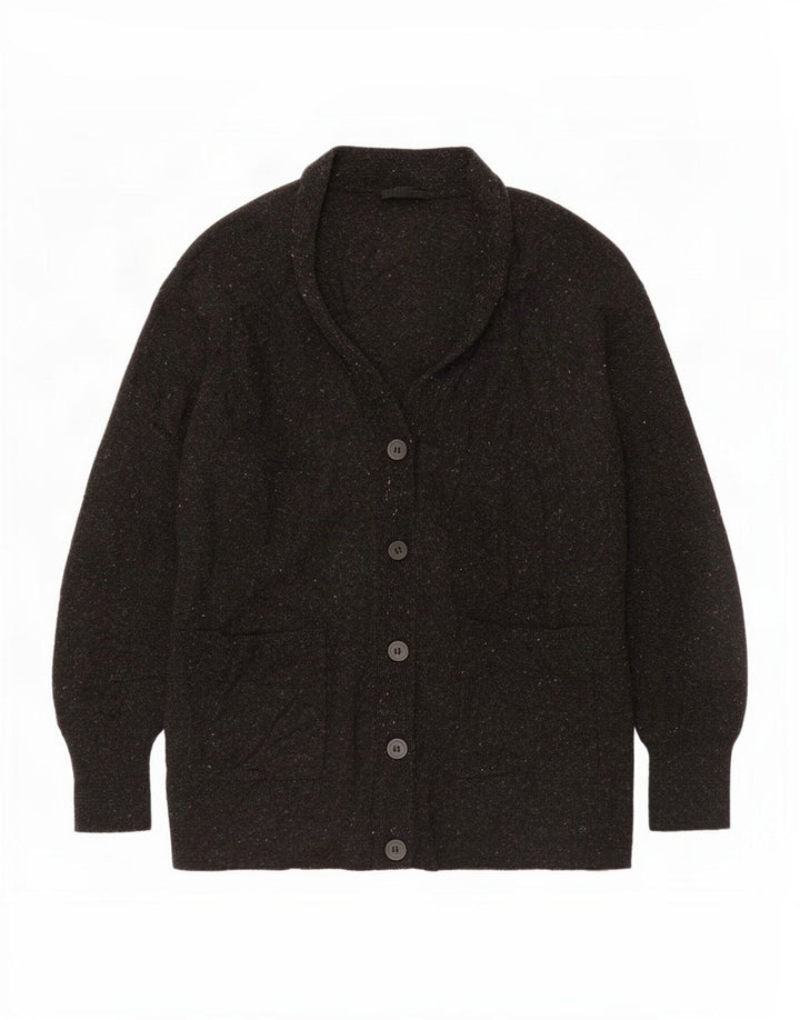 Cos Damen-Strickjacke in Übergröße, Gr. 10, Größe S, schwarz gesprenkelte Wolle