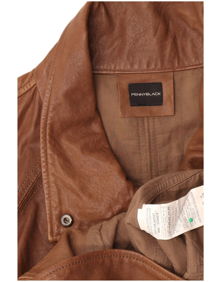 Penny Black Damen-Bikerjacke aus Leder, UK 14, großes braunes Leder