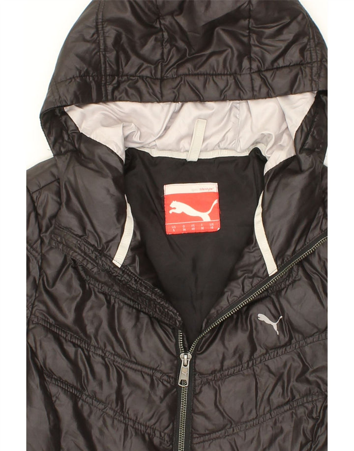 PUMA Womens Hooded Padded Jacket UK 10 Small Black Vintage Puma and Second-Hand Puma from Messina Hembry 