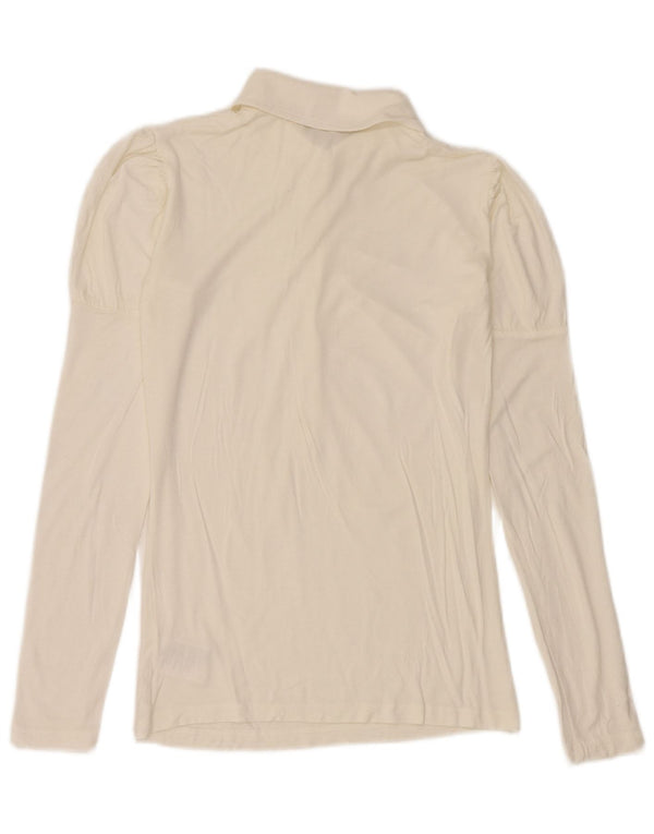 Gaudi Damen Langarm-Poloshirt UK 12 Mittelweiße Viskose
