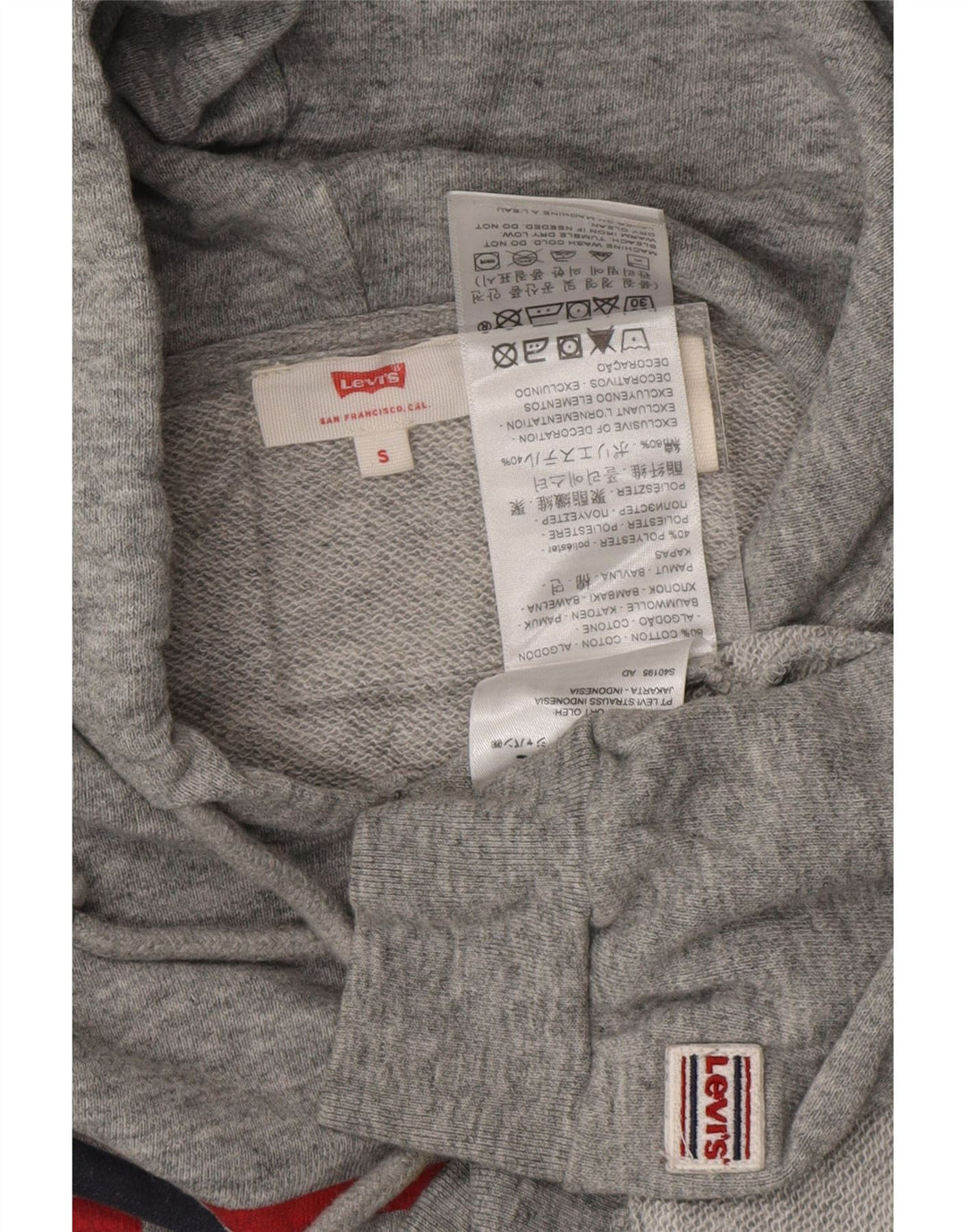 LEVI'S Damen-Kapuzenpullover in Übergröße, Crop Graphic, Gr. 10, Größe S, Grau, Baumwolle