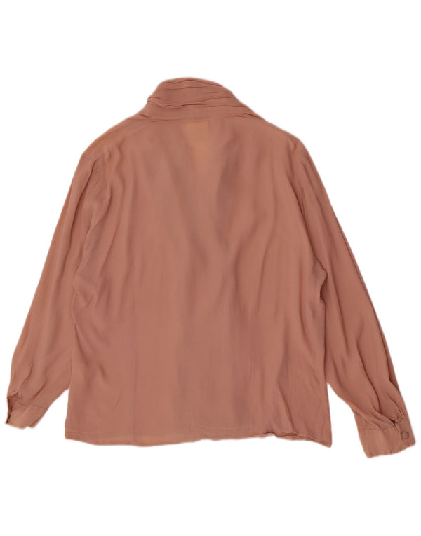 Vintage Damen Langarm-Hemdbluse IT 52 2XL Rosa Acetat