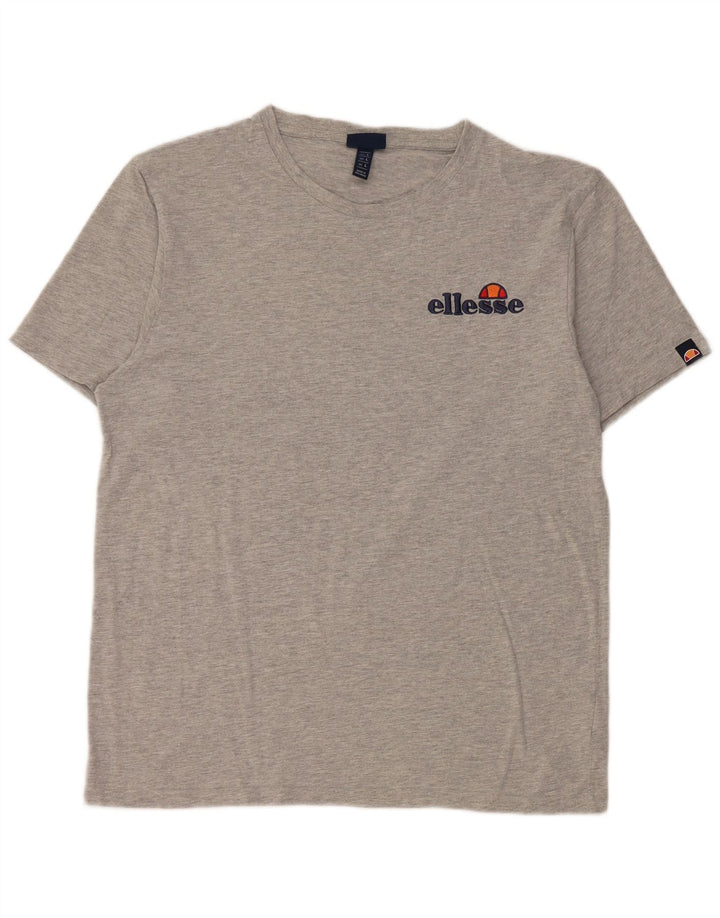 Ellesse Herren-T-Shirt-Oberteil, groß, grau gesprenkelte Baumwolle