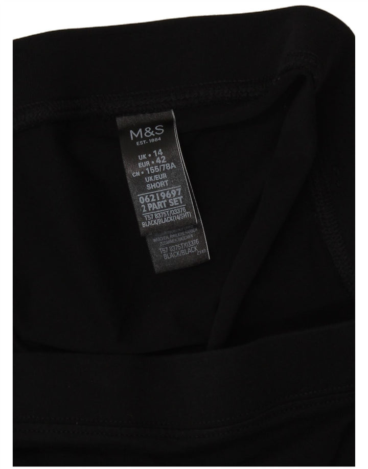 Marks & Spencer Kurze Damen-Leggings, UK 14, Größe L, Schwarz, Baumwolle