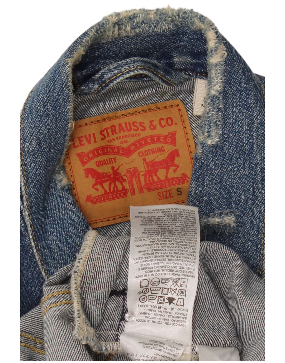 Levi's Herren Distressed Denim Jacke UK 36 Small Blaue Baumwolle