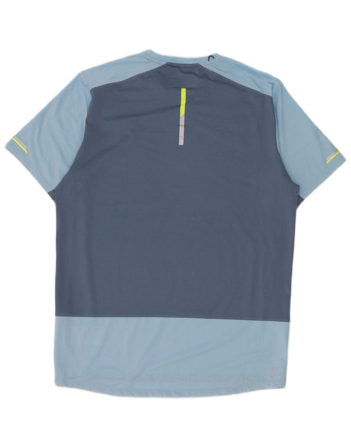 New Balance Herren-T-Shirt-Oberteil aus mittelblauem Colourblock-Polyester