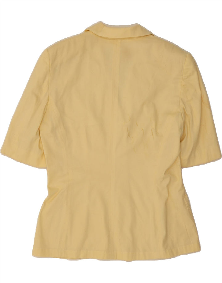 LES COPAINS Womens Short Sleeve Cardigan Top IT 44 Medium Yellow Cotton Vintage Les Copains and Second-Hand Les Copains from Messina Hembry 