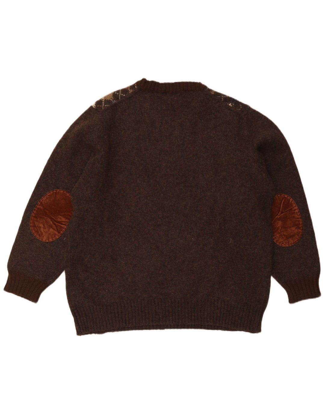 Trussardi Herren-Pullover mit Rundhalsausschnitt, groß, braun, Argyle/Diamant