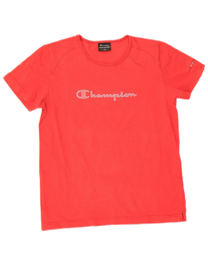 Champion Damen Grafik-T-Shirt-Oberteil UK 12 Mittelrot