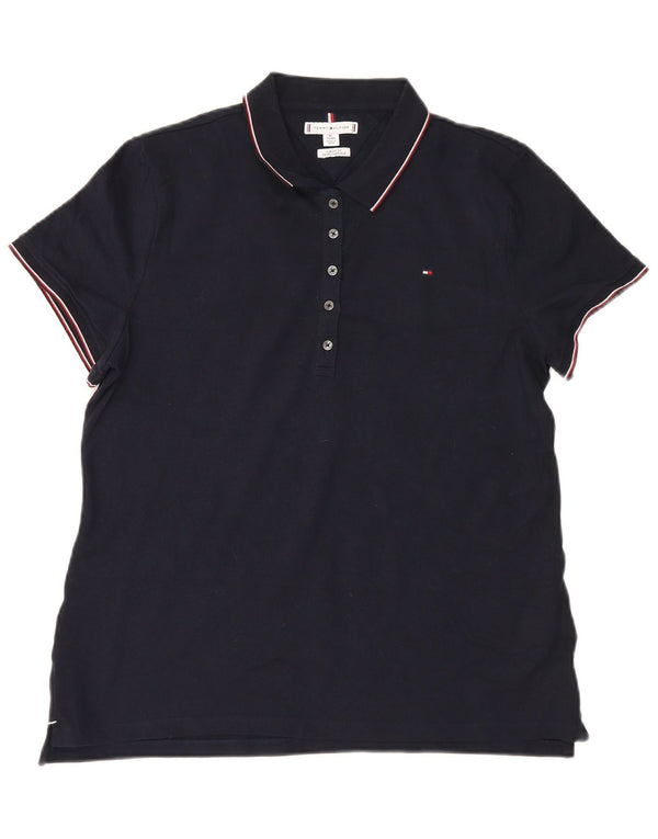 Tommy Hilfiger Damen-Poloshirt mit klassischer Passform, UK 18, XL, Marineblau gestreift