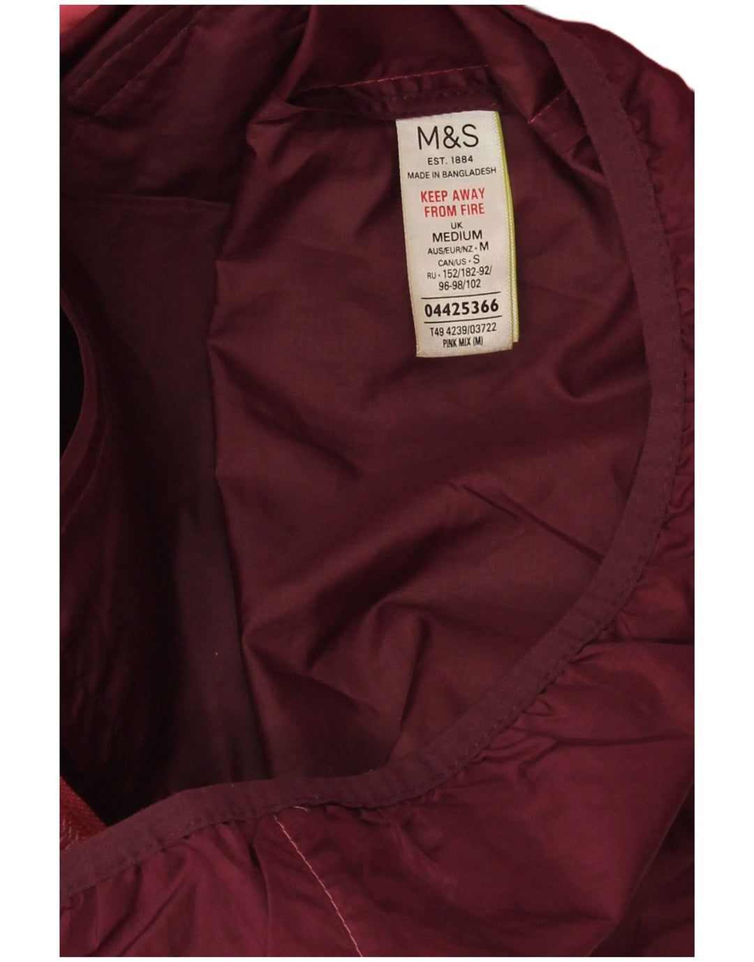 Marks & Spencer Damen-Regenjacke mit Kapuze, UK 14, mittelrosa, Farbblock