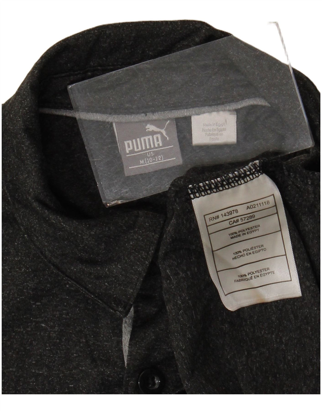 Puma Poloshirt für Jungen, 10–11 Jahre, mittelgrau geflecktes Polyester
