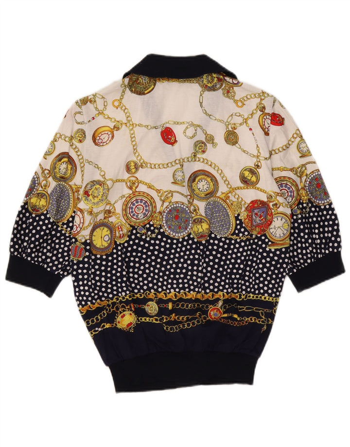 Liola Damen-Hemdbluse mit abstraktem Muster, Größe M, Marineblau, Größe 40