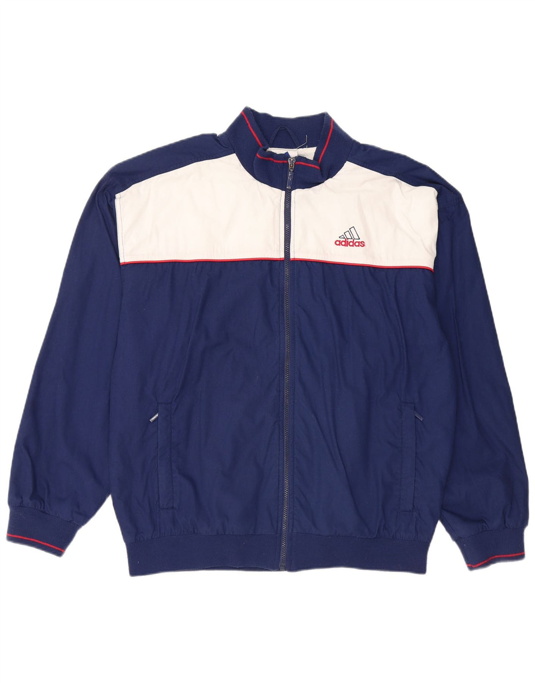 ADIDAS Herren-Trainingsanzug-Top-Jacke, UK 40/42, mittleres Marineblau, Farbblock