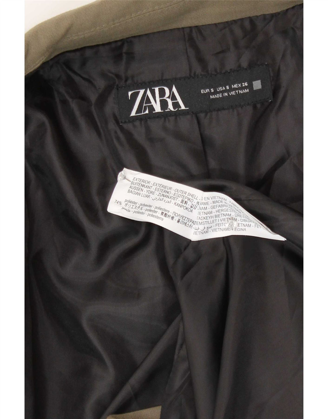 Zweireihiger, übergroßer Blazer für Damen von Zara, Gr. 10, Khaki
