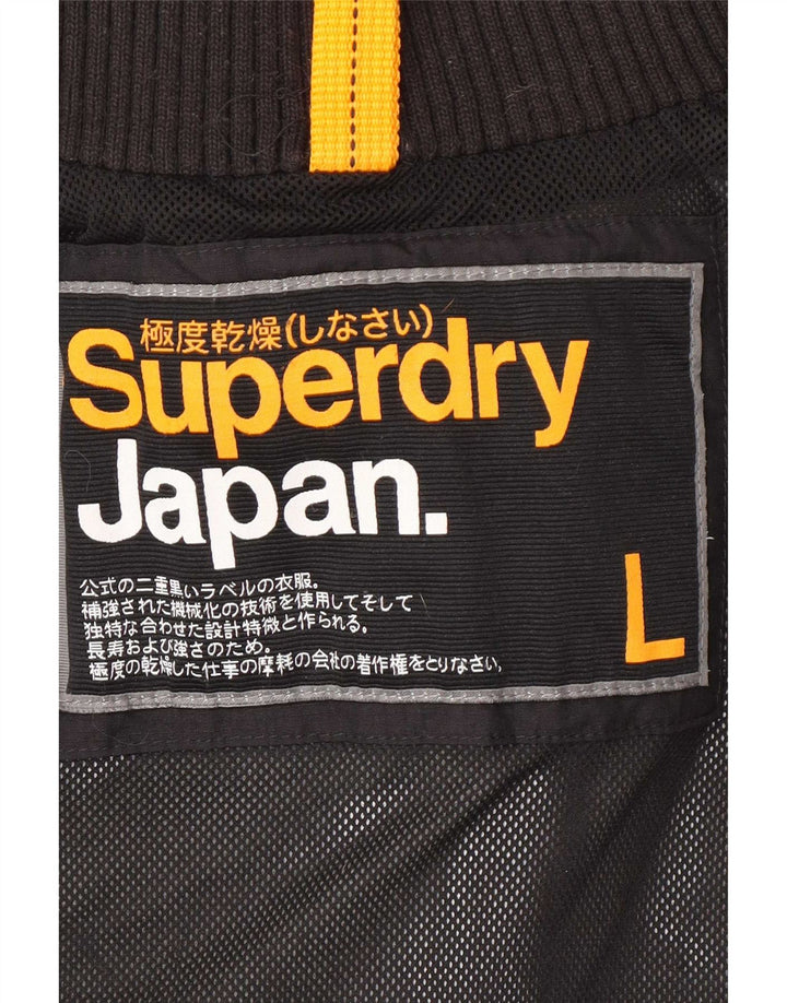 Superdry Damen-Windbreaker-Jacke mit normaler Passform, Größe 46, Größe L, aus schwarzem Nylon