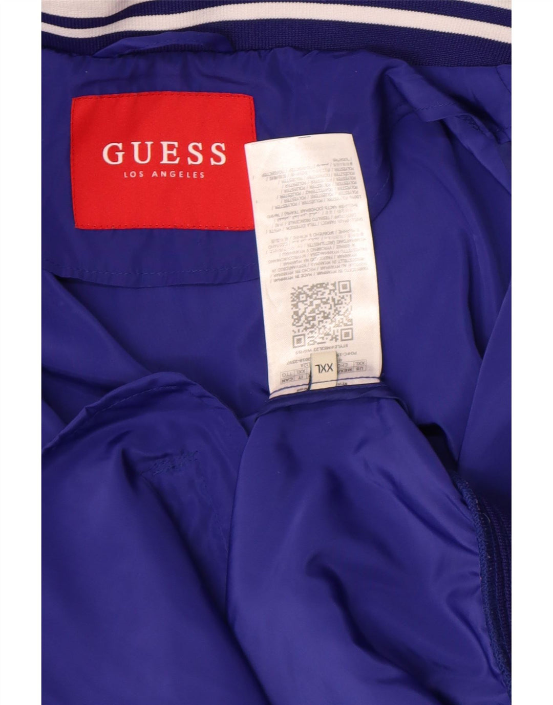 Guess Herren-Trainingsanzugoberteil, Jacke, 2XL, blaues Farbblock-Polyester