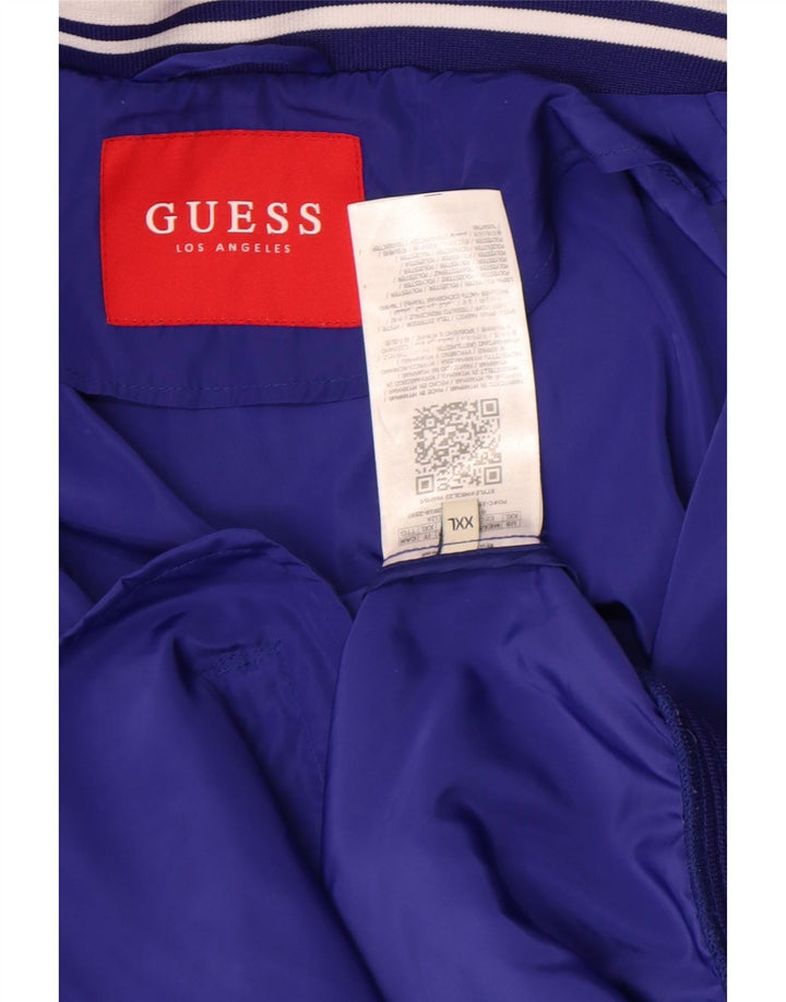 Guess Herren-Trainingsanzugoberteil, Jacke, 2XL, blaues Farbblock-Polyester