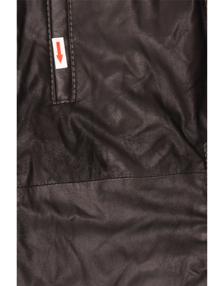 Vintage Herren Ledermantel IT 58 4XL Schwarzes Leder