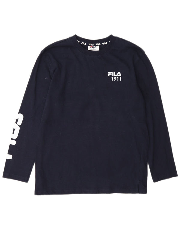Fila Langarmshirt mit Grafik für Jungen, 13–14 Jahre, marineblaue Baumwolle