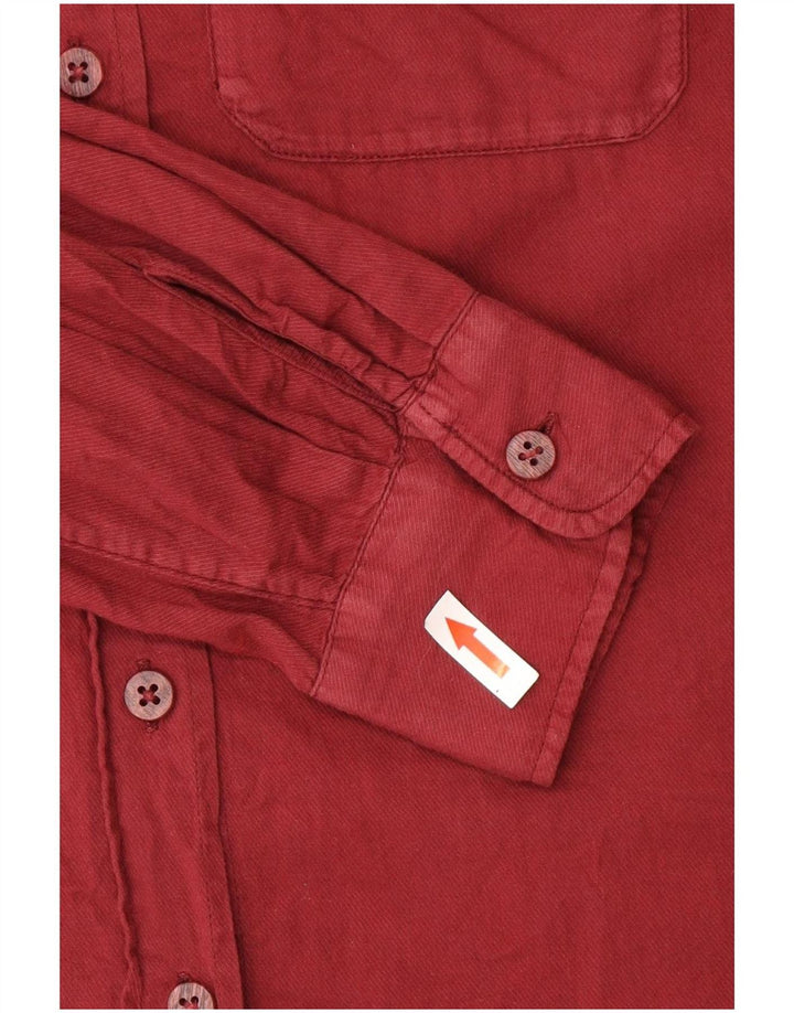 Massimo Dutti Damenhemd EU 44 XL Burgunderrote Baumwolle