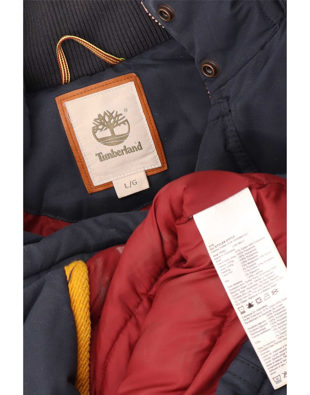 Timberland Herren gepolsterter Mantel UK 40 große marineblaue Baumwolle