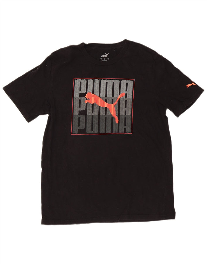 PUMA Herren Grafik T-Shirt Top Medium Schwarz Baumwolle