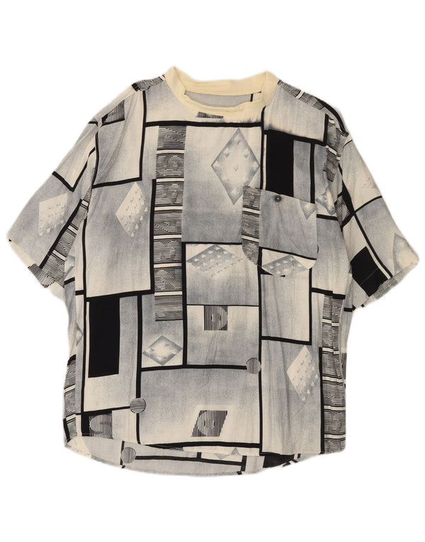 Vintage Herren Kurzarm-Pullover-Shirt, groß, grau, geometrisch