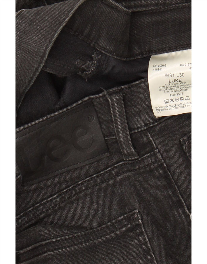LEE Herren Luke Straight Jeans W31 L30 Schwarze Baumwolle