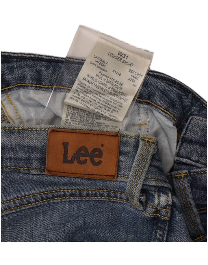 LEE Womens Logger Denim Shorts W31 Medium Blue Cotton