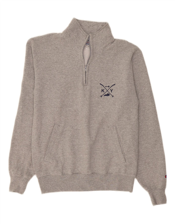 Champion Herren-Sweatshirt mit Reißverschluss am Hals, mittelgraue Baumwolle