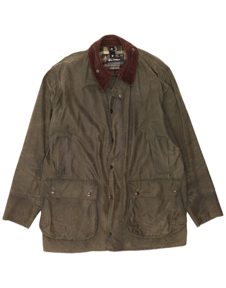 Barbour Herren Border Loose Fit Jacke aus gewachster Baumwolle EU 48 Mittelgrüne Baumwolle