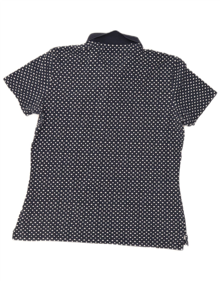 TOMMY HILFIGER Damen Poloshirt UK 12 Medium Navy Blue Spotted