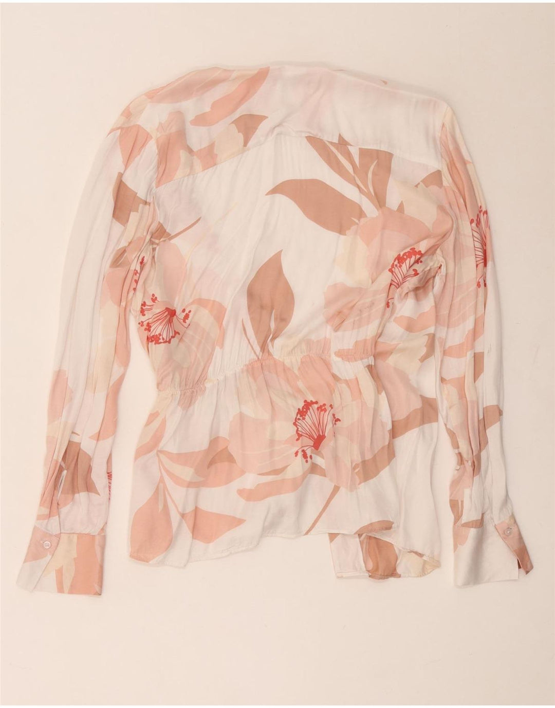 Massimo Dutti Damen Wickelbluse EU 42 Große weiße Viskose mit Blumenmuster