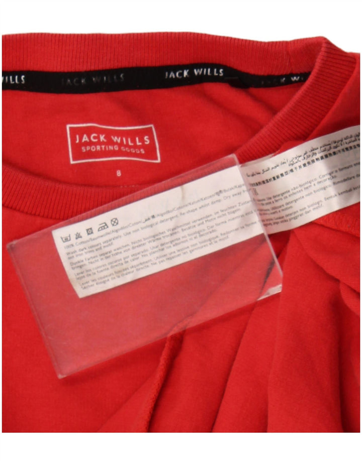 Jack Wills Damen-Sweatshirt mit übergroßem Grafik-Crop-Sweatshirt, Gr. 8, Rot