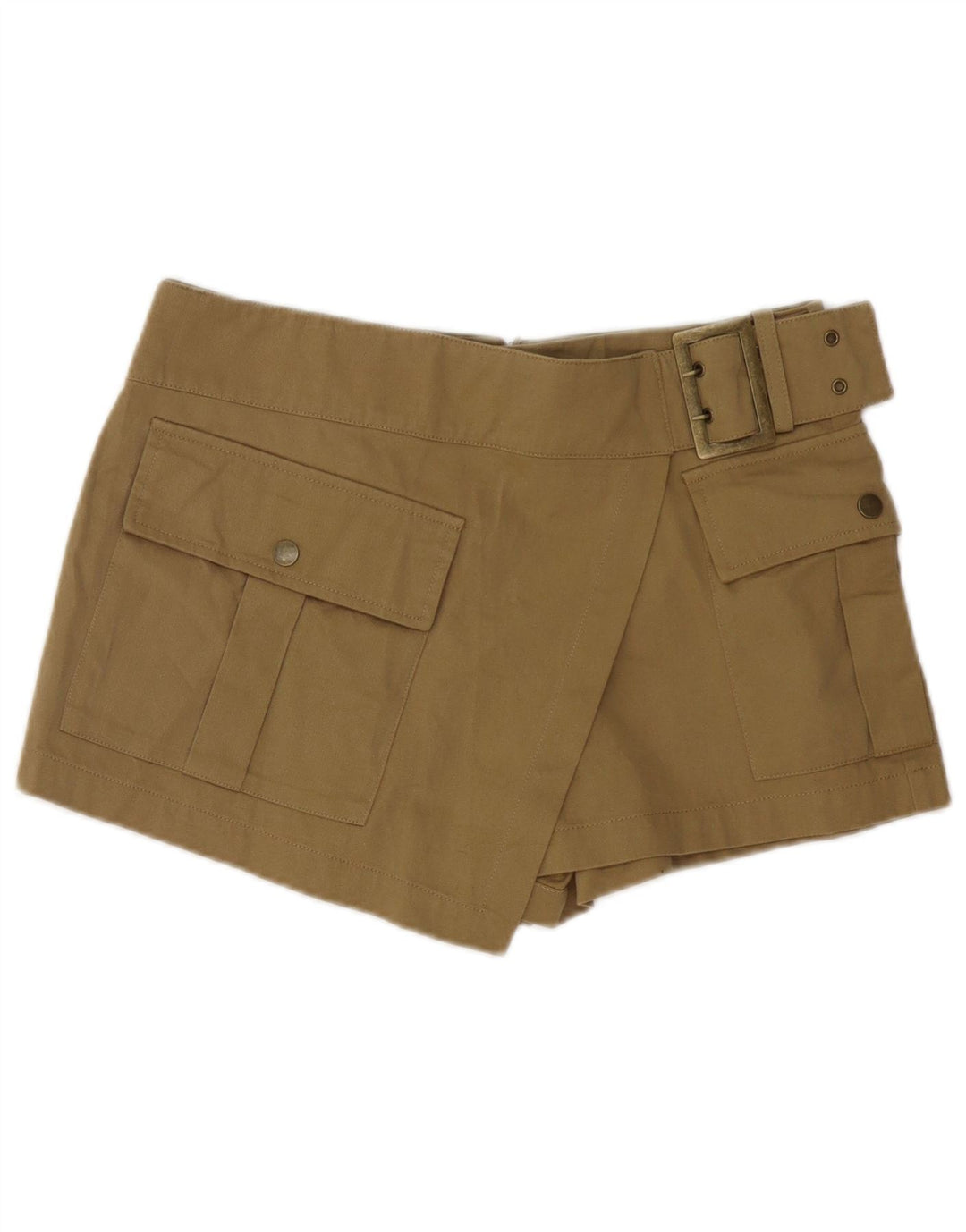 Zara Damen Cargoshorts Medium W28 Khaki Baumwolle